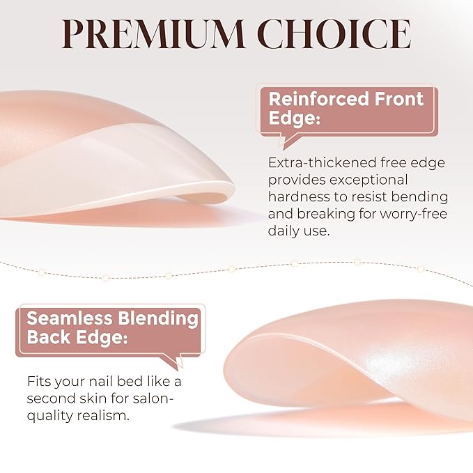 UNA GELLA Press On Nails: Almond French Tip Soft Gel Press Ons Short Kit with Nail Tips Glue on Nails, 16 Sizes - 32Pcs Reusable Chrome French Fake Nails Kit, Gift for Women