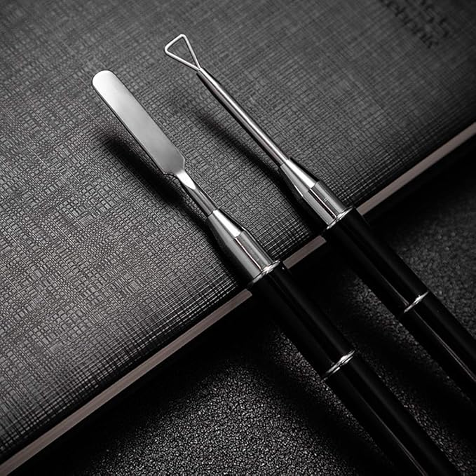 Kalolary Poly gel Dual Brushes for Nails, Acrylic Nail Brush with Spatula & Cuticle Pusher Tools for Poly gel Application Acrylic Powder Nail Extension - 2Pcs