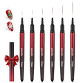 Nail Art Brushes, 6 Pcs Nail Liner Brushes for Nails, Nail Brushes for Nail Art Lines, Details, Edge and Plaid, Nail Design Brushes, Thin Nail Art Brushes Sizes 6/9/12/15/18/25 mm, Black