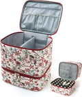 hibear Nail Supplies Organizer Nail Polish Storage Holds 30 BottlesNail Polish Storage Holds 30 Bottles Nail Kit Case Makeup Bag Vanity Case for Women (RED FLOR)