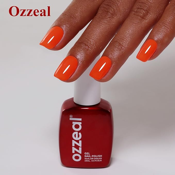 Neon Gel Polish, 0.5 Fl Oz Neon Orange Red Nail Gel Polish Spring Summer Art Starter Manicure Salon DIY Soak off UV LED Design