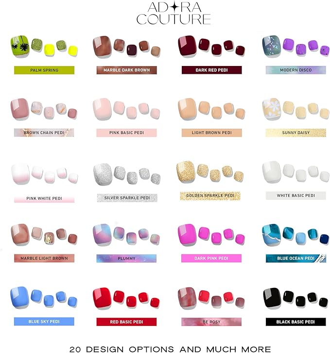 Semi Cured Gel Nail Strips – 32 Pcs Gel Pedicure Stickers - UV Nail Wraps for Toenails, Easy Application, Long Lasting, Salon Quality & UV Light Required - Be Rosy P