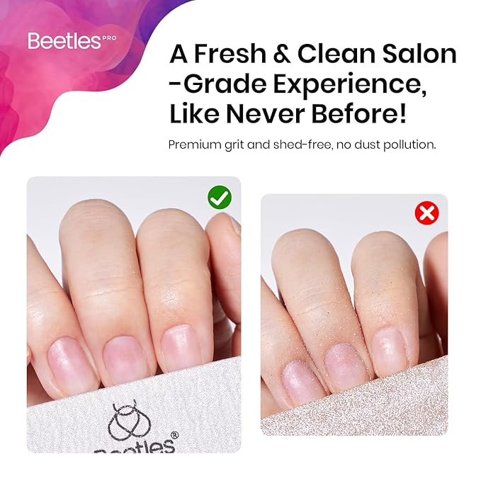 Beetles Pro 25-Pcs Nail File – Professional 100/180 Grit Double Sided Emery Board Nail Files Washable Shaper Files Precise Filing File for Acrylic, Gel & Natural Nails – Salon Quality Manicure Tool
