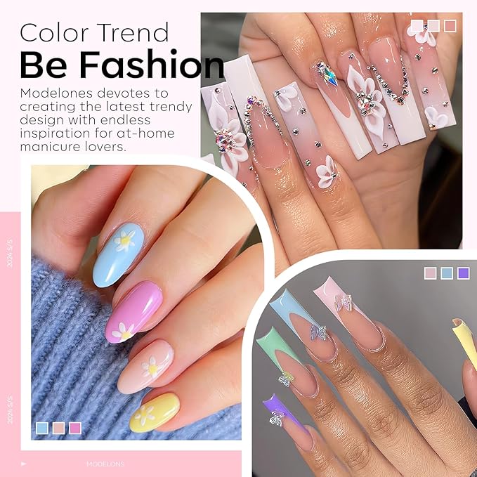 Modelones Pink Acrylic Powder 6 Colors Acrylic Nail Powder Kit Pastel Yellow Blue Purple Macaron Spring Nail Acrylic Cover Powder for Nail Art Extension No Nail Lamp Needed