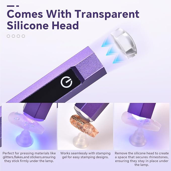 Handheld LED UV Light for Gel Nails Mini Nail Lamp Portable Cordless Rechargeable Type-C Nail Dryer with Display for Fast Curing, DIY Nails Tool, Purple, for Home DIY & Nail Salon