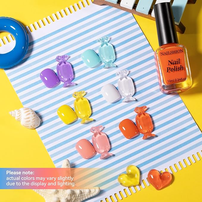 Nail Polish Set: 6 Pastel Candy Dopamine Colors Orange Milky Quick Dry Regular Nail Polish Pack, Vegan Cruelty-free, Rich in Castor Oil, Holiday Party Nail Art DIY Home Travel Manicure Gift