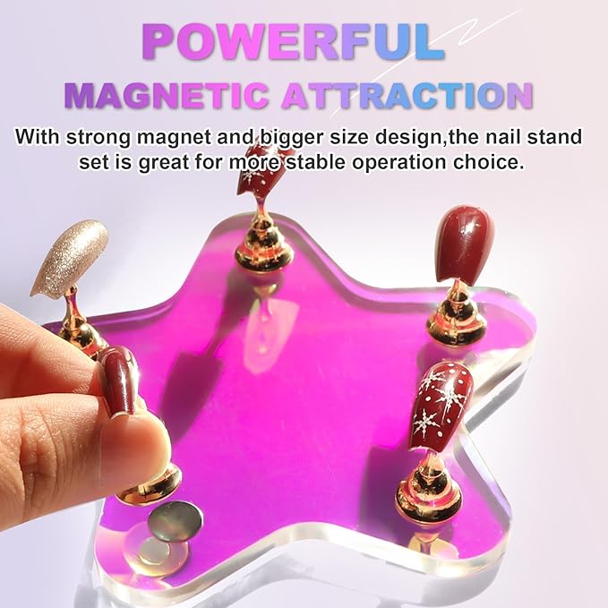 MAYEEN Nail Stand For Press Ons, Aurora Nail Holder For Painting Nails Press On Nail Stand Solid Acrylic Nail Stands for Nail Art With Nail Art Palette & Nail Brush Holder For Nail Practice Display