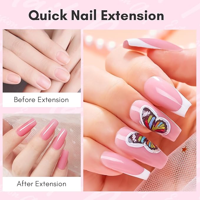 Makartt Poly Nail Gel 50ML Hema-Free Gel Builder for Nails, Pink Brown, Multifunctional Nails Extension Strengthener Hard Gel Long-Lasting Easy to Use DIY Home Salon