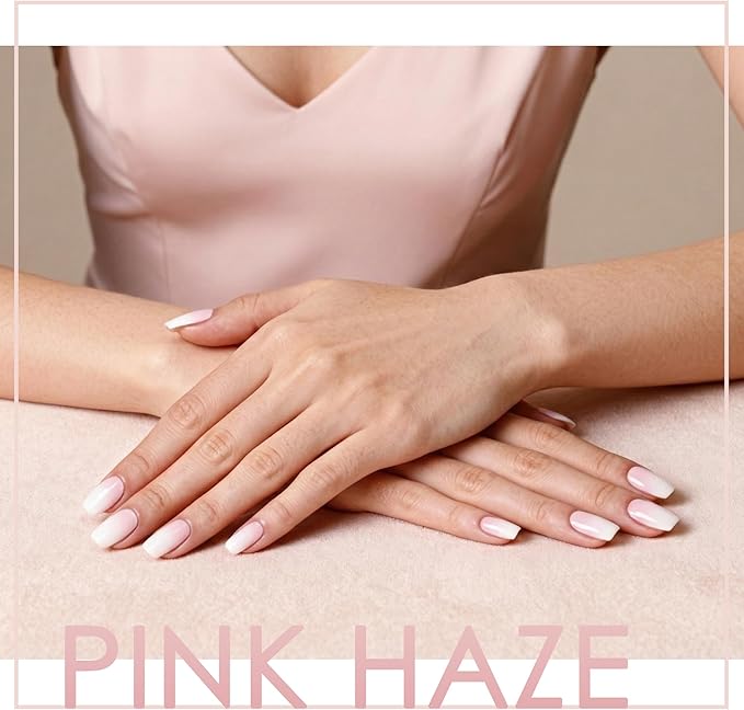 Semi Cured Gel Nail Strips – Real Gel Nail Polish Wraps for Brittle Nails | Waterproof Long Lasting Easy Peel-Off Removal | Hema-Free | 20-Piece Ombre Pink Salon Kit with File & Stick
