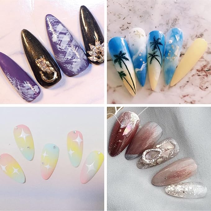 BQAN 2 Pc Nail Ombre Brush Pro Nail Art Tools, UV Gel Nail Art Painting Brush With Wood Handle