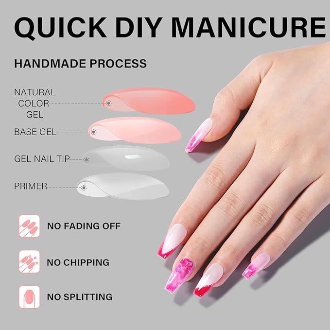 AILLSA Milky White Press on Nails Medium Almond, 112 Pcs 4 Shapes Soft Nail Tips Acrylic Fake Nails Press Ons Set, Pre-Applied Primer Long Lasting False Nail Extensions for Manicure Home DIY