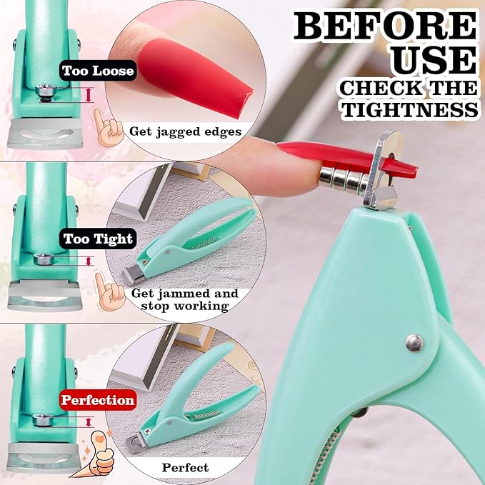 Green Adjustable Nail Clippers with Magnet Sizers for Acrylic Nails, Professional Stainless Steel Fake False Nail Tip Sharp Clipper Cutter Trimmer, Manicure Tool for Salon Home Nail Art