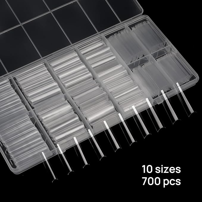 700pcs Square Nail Tips No C Curve Clear Straight Nail Extension Acrylic Nails Tip For Nail Salons With Box
