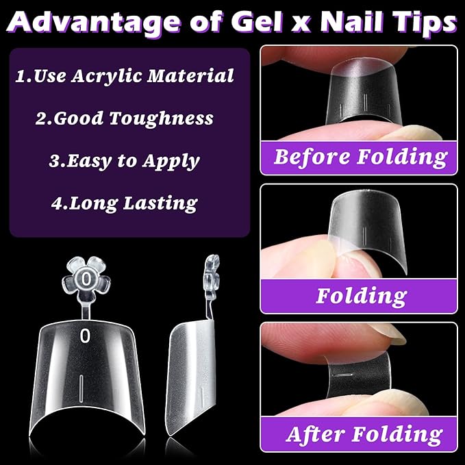 LoveOurHome 360pc French Coffin Nail Tips Clear Fake Nails Short Coffin Gel Nail Tips Half Cover Acrylic Nails Clear 15 Sizes Short Fingernail for Gel Press Nail Extension