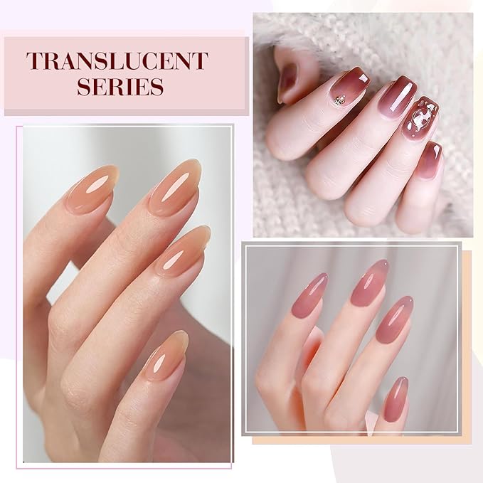 CANNI Brown Jelly Gel Nail Polish Set – 6 Colors 9ML Translucent Coffee, Mocha, Caramel Shades – Soak Off UV LED Gel for Fall Nails, High Gloss DIY Manicure, Salon Use