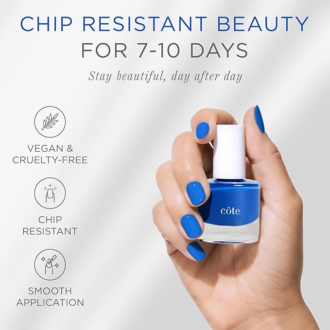 Cote Beauty’s Blue Jeans, Country Cottage Blue Nail Polish, Smooth & Creamy Finish, Classic Denim Shade, Vegan & Cruelty-Free Long Lasting Nail Polish, Made in USA, 0.27 Fl Oz