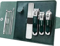 NOVANO 10-Piece Nail Clippers Set, Stainless Steel Manicure Pedicure Kit with Portable Travel Case - Professional Grooming Tools for Fingernails/Toenails, Ideal Gift for Men & Women (Green)
