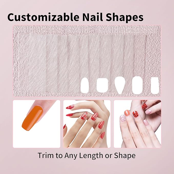 100PCS Fiberglass Nail Wrap Extension Kit Nails Repair Natural Silk Paper Towels Fiber Wraps for Broken Nail Fix Extender DIY Nail Art Accessories for Home Use