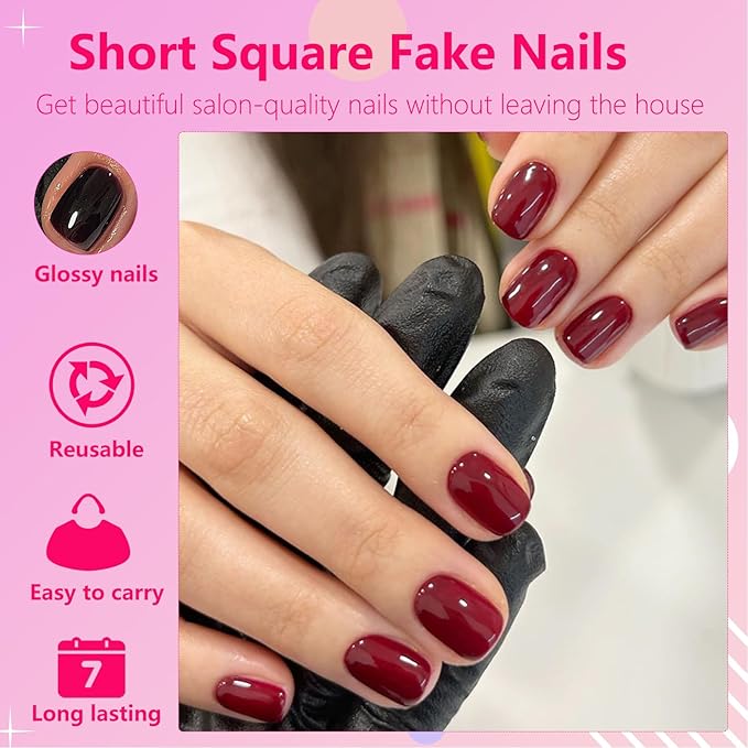 AddFavor 576pcs Short Press on Nails 24 Color Glossy Fake Nails Full Cover Solid Color Acrylic Artificial False Nail Tips for Women Girls Nail Art Manicure