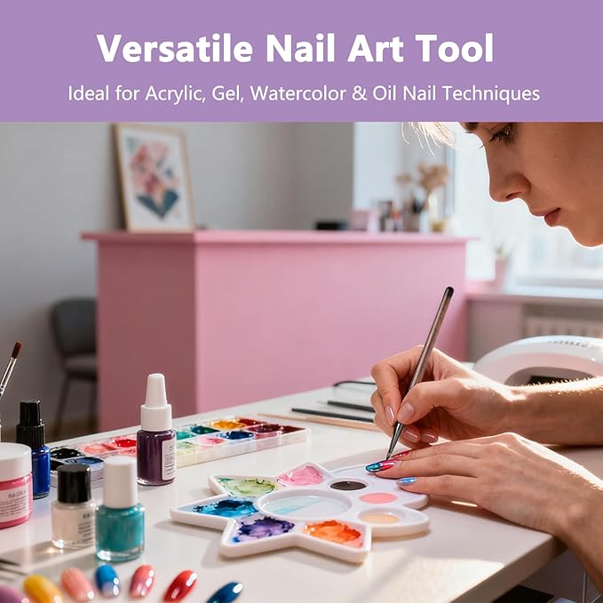 Nail Paint Brush for Design Art Petal Flower Brushes for Nails Thin Round Gel Painting Brush Set 3D Detail Liner and Triangle Brushes for Acrylic Blending and Professional Nail Art Painting