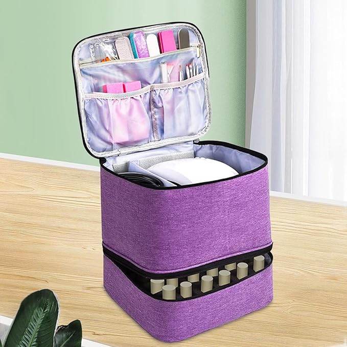 Double Layer Nail Polish Organizer Bag, Gel Nail Polish Organizers and Storage Box for Nail Varnish
