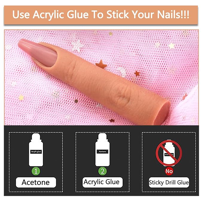 Silicone Practice Fingers for Acrylic Nails, Soft Silicone Fake Finger to Practice Fake Nails Bendable Nail Training Finger Flexible Practice Nail Finger for DIY Nails(Color 4)
