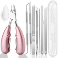10pcs Ingrown Toenail Pedicure Tool Kit, Professional Surgical Stainless Steel Ingrown Toenail Removal, Treatment for Nail Correction Polish Pain Relief (Pink)