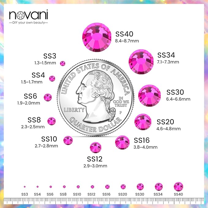 Novani Rhinestones 3000Pcs Flatback Crystal Round Loose Gemstones Glass Rhinestones for Crafts Makeup Nail Art Clothes Shoes DIY Decorations(SS10, 2.7-2.9mm,Peach)