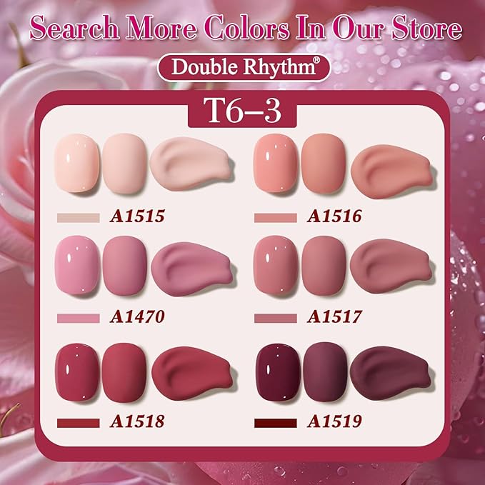 Double Rhythm 0.5 Oz Gel Nail Polish Neutral Natural Same Color Same Bottle Translucent Light Milky Pastel 15ML Manicure French Design Art DIY at Home (Bean Rose-A1518)