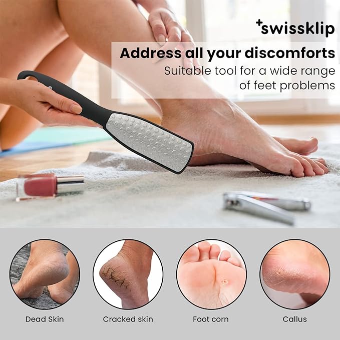 Swissker by Swissklip Foot File Callus Remover for Feet I A Perfect Heel Scraper for Cracked Heels I Luxurious Foot Scraper for Callus Removal and Dead Skin Remover for Feet (1 Pack)