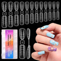 Dual-ended Nail Forms, 120PCS 12 Sizes Square Almond Shape Embeddable Poly Gel & Acrylic Nail Extension Molds Kit, Reusable for DIY French Manicure, Salon-Quality at Home