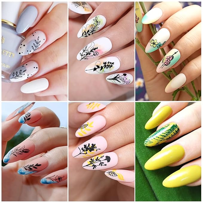 BORN PRETTY Stamping Temeplates Nail Art Stamping Plates Flower Leaves Theme Nail Image Plates Nail Manicuring DIY Printing Tools 4PCS