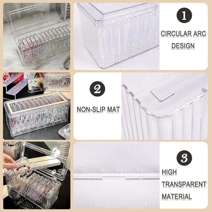 14 Pcs 2.9" Press On Nail Packaging Box, Press on Nail Storage Boxes with 60 Pcs Adhesive Double Sided Tape Artificial False Nail Box Organizer Fake Nail Case Display Clear Nail Packaging Boxes