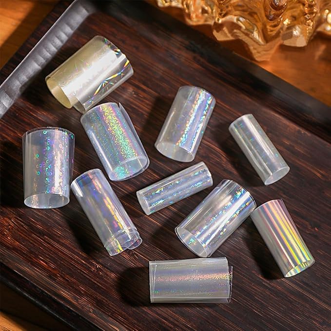 10 Rolls Aurora Nail Foil Transparent Laser Nail Transfer Foils Starry Sky Holographic Glitter Nail Art Foil Stickers for Women DIY Manicure Decoration Accessories