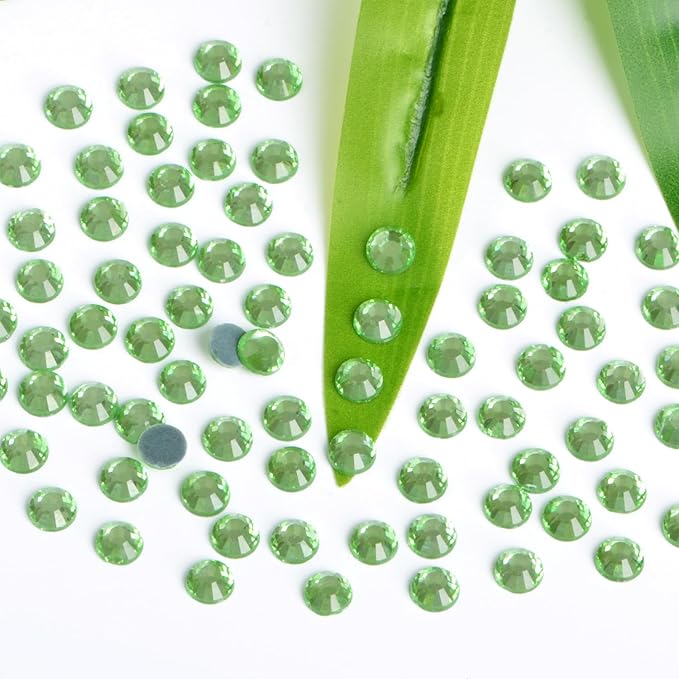 Bymitel Hotfix Crystal Rhinestones Round Gems Iron on DIY Jewelry Making Flat Back for Crafts,Peridot, 1.3mm(SS3/2880pcs)