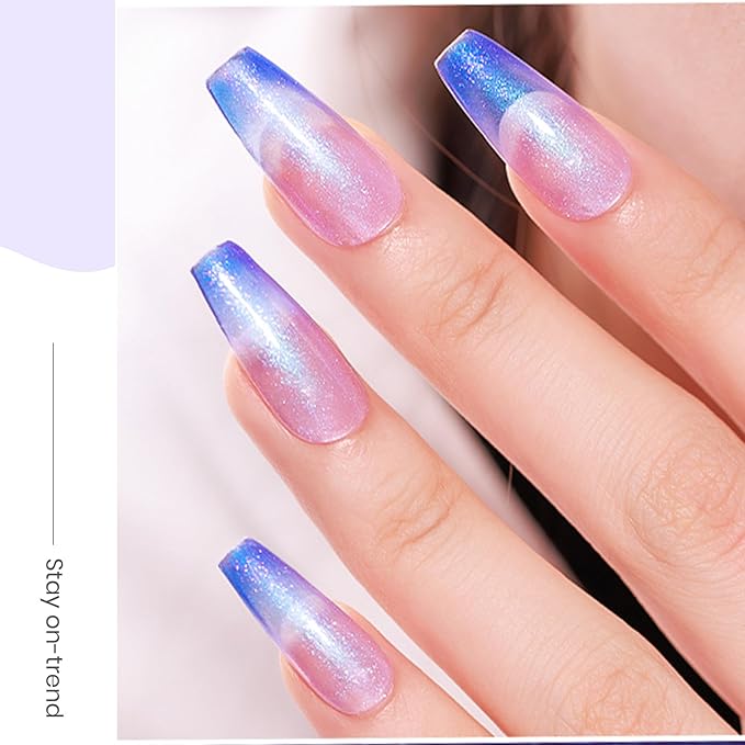 MIZHSE Chameleon Glitter Gel Nail Polish Set - 6 Colors Aurora Sparkle Glitter Gel Polish Kit Blue Purpke Holographic Shimmer U V LED Gel Polish for DIY Salon Home Manicure