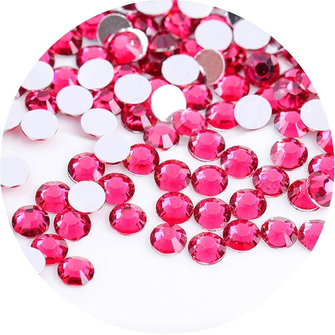 2250 Pcs SS16 4mm Flatback Rhinestones for Nails Art Crafts Glitter Round Gems Crystals DIY Clothes Shoes（Dark Rose Red)