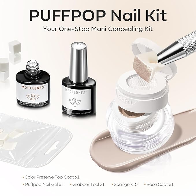 modelones Patting Gel Nail Polish Kit with Preserve Color Top Base Coat, Nude Color Pat Paint Gel Pigmented for Ombre & Gradient & Blush Blooming & French Tip Aura Nail Art Set for Women
