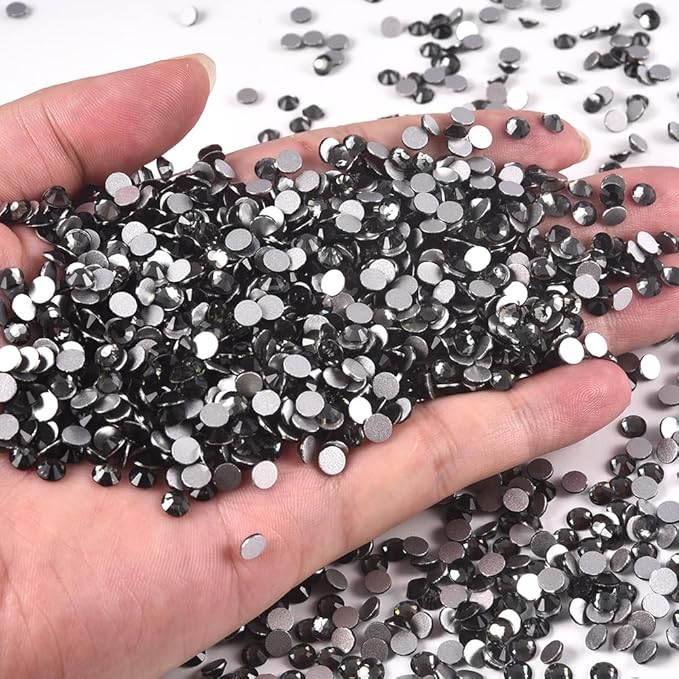 Blinginbox Flatback Rhinestones Bulk,14400pcs Crystal Round Loose Gemstones Glass Rhinestones for Crafts Makeup Nail Art Clothes Shoes DIY Decorations(SS16,3.8-4.0mm,Black Diamond)