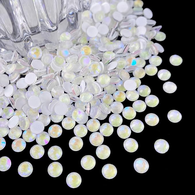 Flatback Glass Rhinestones,Bedazzler Gems 1440pcs Non Hotfix Crystal Rhinestones for Nail Charms Crafts Clothes Tumblers,White AB Neon,SS20