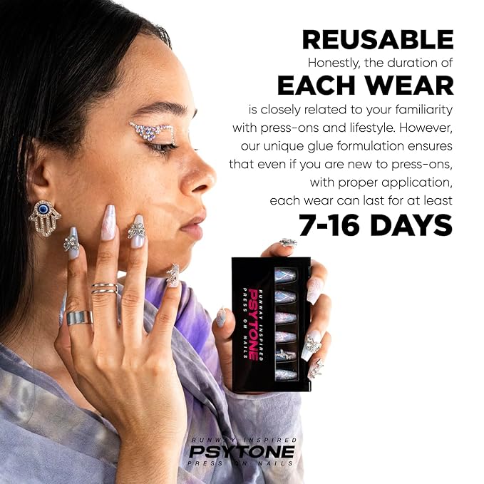 PSYTONE Square Press on Nails Short Fake Nails Colorful Flower Heart Design Glue on Nails Flowers Acrylic Nails Press ons Red Full Cover False Nails Glossy Artificial Stick on Nails Women Girls 30 Pcs