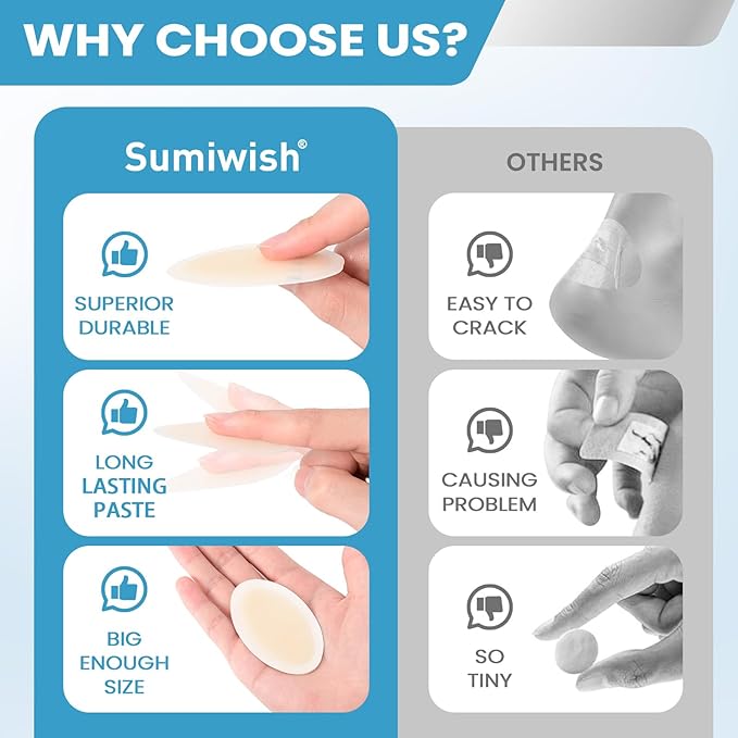 Sumiwish Blister Bandages - 25 ct - Hydrocolloid Pads for Faster Healing - Waterproof, Durable & Grab-N-Go Design - for Toes, Heels & Fingers(Heel Pack)