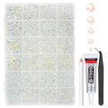 Transparent AB Resin Rhinestones w B7000 Glue for Bedazzling Crafting 2mm-6mm Clear White AB Flatback Jelly Stones Diamonds Gems Bedazzler Kit Charms for Nails Face Makeup Tumblers DIY Crafts