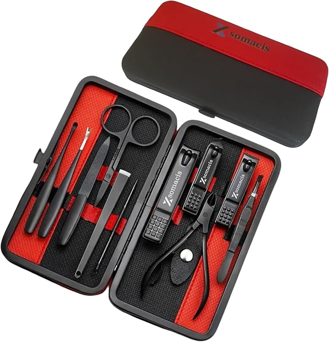 Nail Clippers Set Fingernail and Toenail Clipper Cutters, Manicure Pedicure Kit 11pcs Grooming Kits, Nail Care Tools with Portable Travel Case Present for Man Woman Husband Boyfriend Parent
