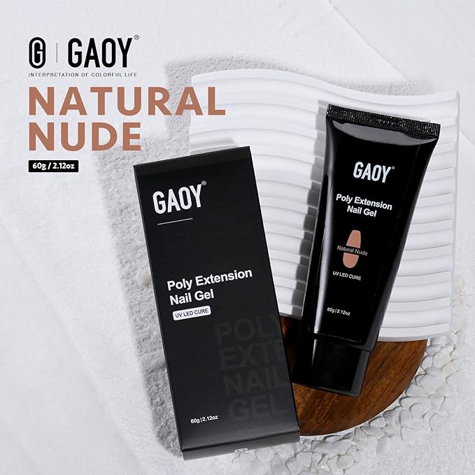 GAOY Poly Gel, 60g Nail Extension Gel, Natural Nude Builder Enhancement for Beginner & Professional Nail Art Salon DIY at Home