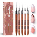 5PCS Wooden Nail Art Brush - Liner Brush For Nail Gel Fine Drawing,Thin Liner Nail Brush Set Size 5/8/11/15/20mm Striper Brushes Set Christmas Gift for Women