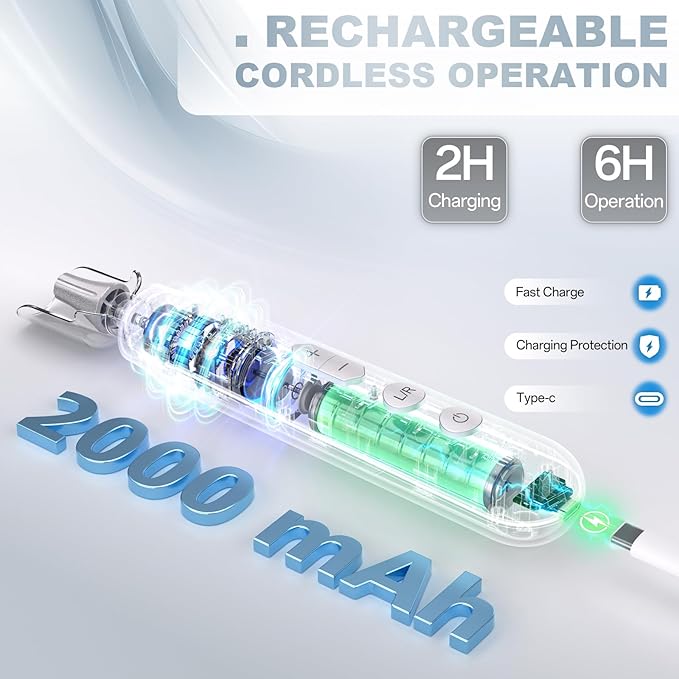 Electric Nail File Drill, Cordless 2000 mAh Rechargeable Nail Filer Electric, Portable Nail Dril Machine Drill for Nails Acrylic Manicure and Thick Toenails Buffer Grinder Care Professional (Blue)
