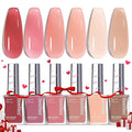 Beetles Jelly Nail Polish Set P186,6 Colors Burgundy Pink Nude Quick Dry Nail Polish Fingernail Fast Drying & Long Lasting Nail Strengthener Polish for Valentines