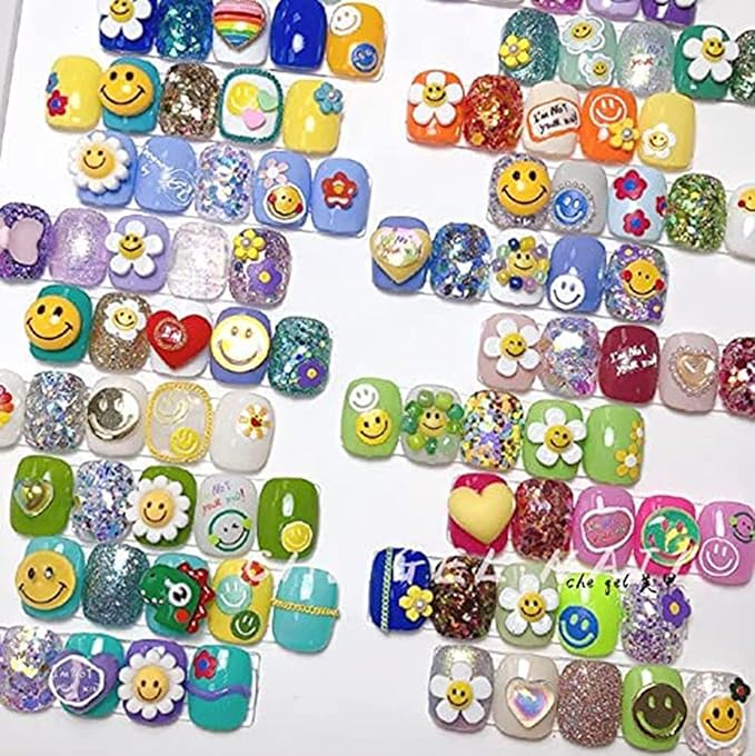 New Sunflower Nail Art Sticker Decals 5D Embossed, Summer Sun Happy Flower Rainbow Nail Art Decoration Sticker (3 Sheets)