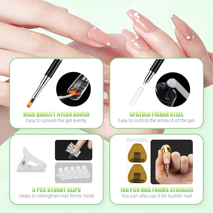 LIONVISON Poly Gel Nail Forms: 120Pcs Coffin Shape Nail Forms for Builder Gel Reusable - 12 Sizes Extension Acrylic Nail Molds Sets - False Nail Tips for Manicure Nail Art Design Salon DIY-StilettoA